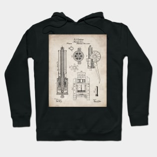 Gatling Machine Gun Patent - Gun Lover Gun Shop Art - Antique Hoodie